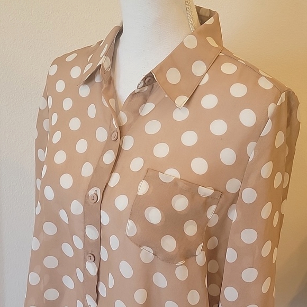 🍃 Timing womens blouse top shirt sheer M - Picture 2 of 5